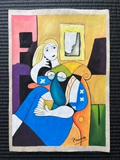 Pablo Picasso Drawing on paper (Handmade) signed and stamped mixed media.