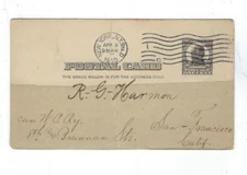 1910 UX19 Postal Card Coated Reverse and Address Panel NY to San Francisco CA