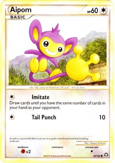 Aipom - 55/102 - Common LP, English Pokemon Triumphant