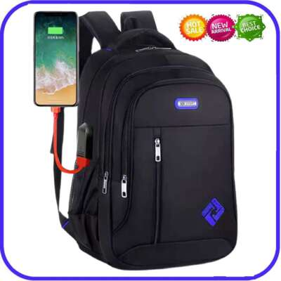 #ad #ad 17quot; Large Laptop Backpack Oxford Backpack Travel Business Bag w USB Charge Port $13.82