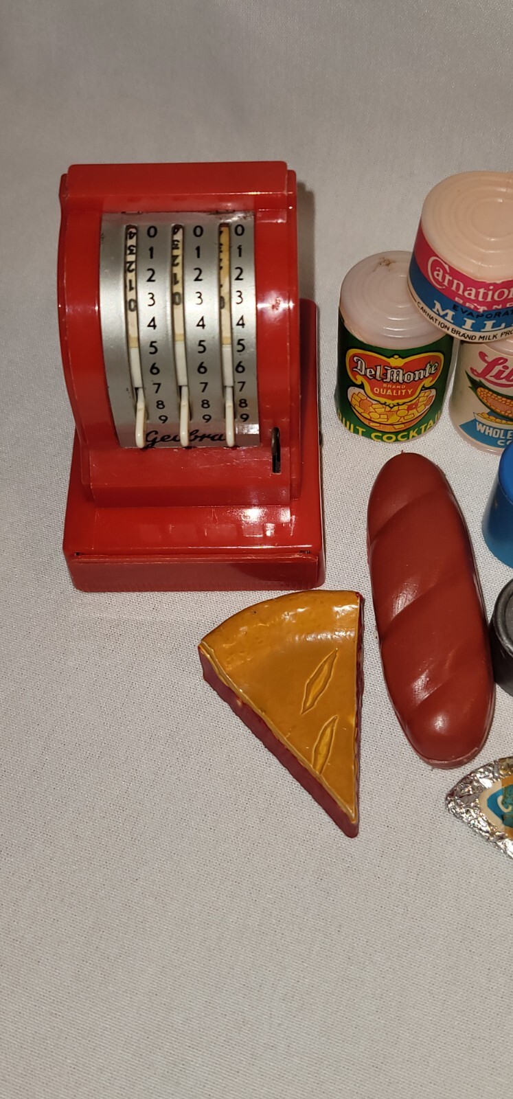 как выглядит Vintage 60s 70s Toy Grocery Store Food Register Scale Germany Made Kids Lot фото