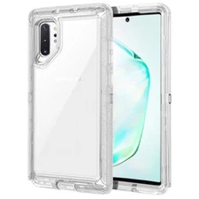 Transparent Heavy Duty Tough Case Cover w/ Clip CLEAR For Samsung Note 10+ Plus