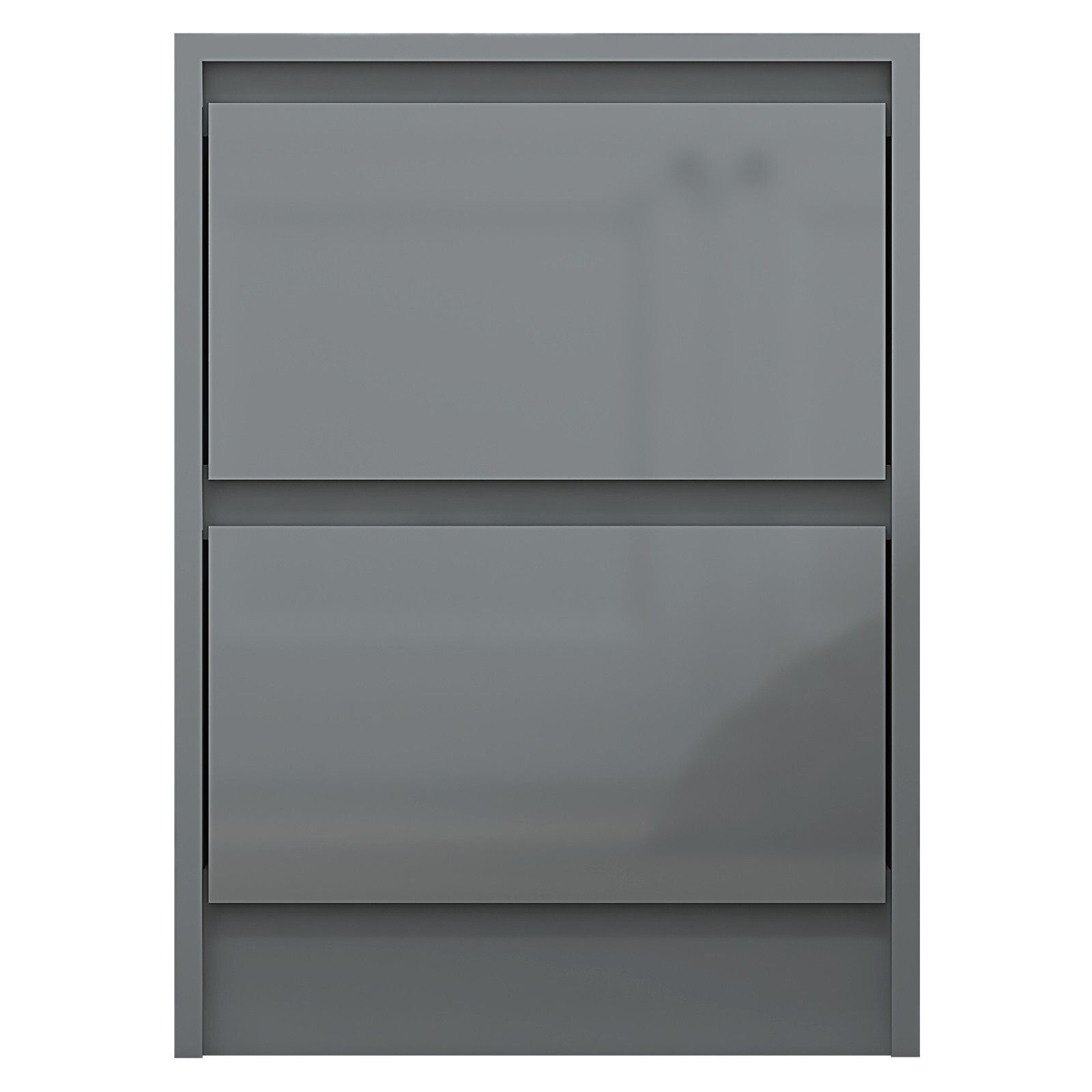 High Gloss Grey Bedside Unit Modern Handleless Design H55cm X