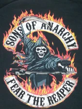 SONS OF ANARCHY - FEAR THE REAPER - Men's Large Black T-Shirt  