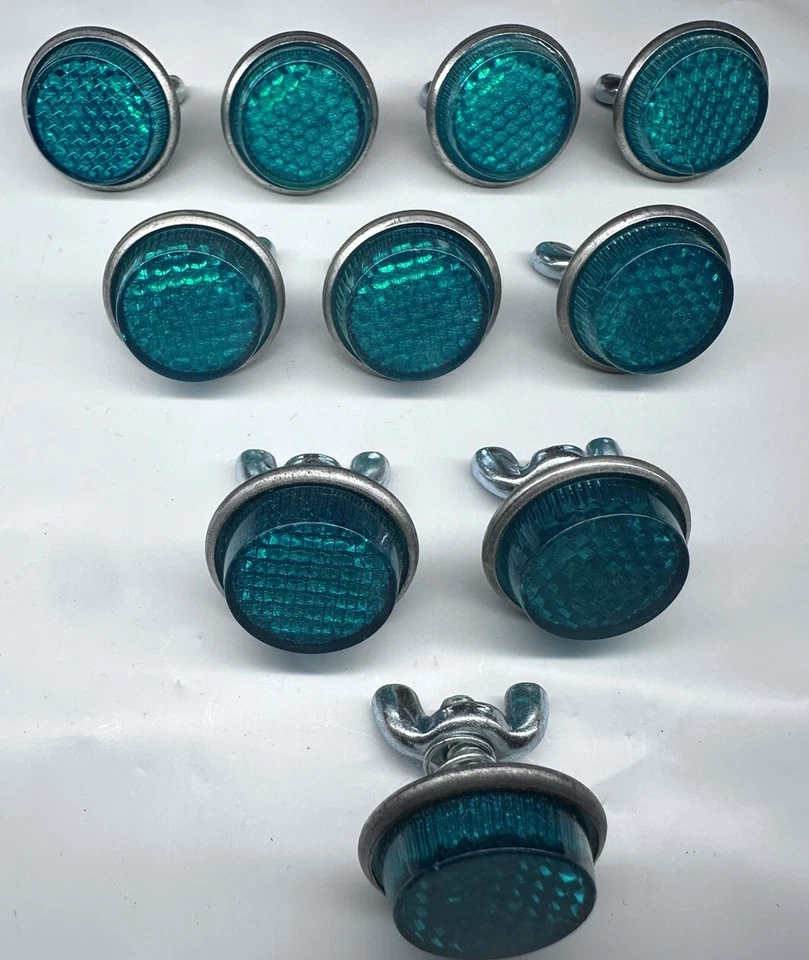 Lote de 20 ~ Placa de Licença Industrial Golias 1" Refletores Verdes Redondos - Imagem 2 de 4