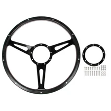 CJ Classics Steering Wheel 15” 9-Bolt Black Forest With Black Slotted Spokes