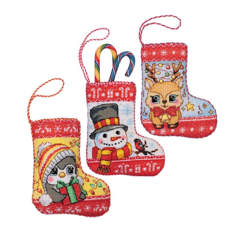 Kit point de croix RIOLIS 2239 chaussette de Noël, diagramme facile pour réussir votre broderie