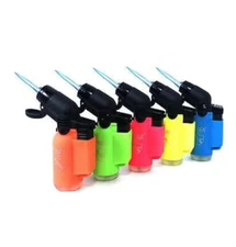 Eagle Torch 45 Degree Jet Flame Refillable Torch Lighter (Neon Colors) - 5 Pack