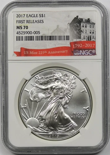 2017 First Releases Silver Eagle Dollar $1 NGC MS 70 US Mint 225th Anniversary