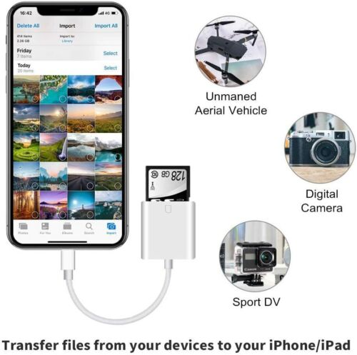Für iPhone High Speed Digitalkamera Kartenleser Adapter 2in1 8 Pin iOS auf TF SD - Bild 9 von 20