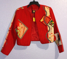 Vintage Anne Nambia Silk Jacket, 1990s bolero Style Asian Print Jacket Sz S