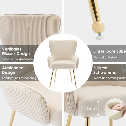Samt-Esszimmerstuhl, 2er-Set, luxuriös, Wohnzimmer, Schlafzimmer, Lounge-Stuhl - Bild 6 von 11
