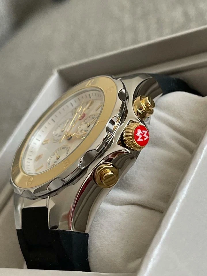 (ON SALE) MICHELE Jelly Bean Gold/Silver/Black Watch MWW12F000096 Retail $450 - image 2 of 4