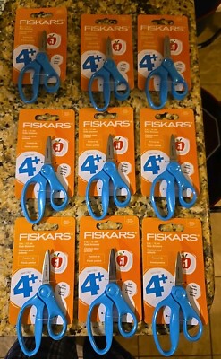Fiskars 5'' Pointed-Tip Scissors for Kids W/ Safety-Edge Blades Lot of 9 Blue 4+