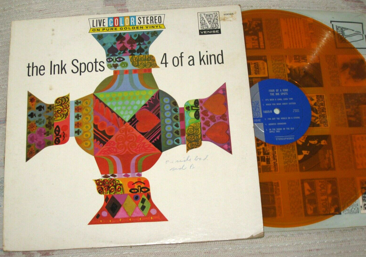 The Ink Spots 4 of a Kind Golden  - Yellow / Orange  Vinyl Record LP  1960