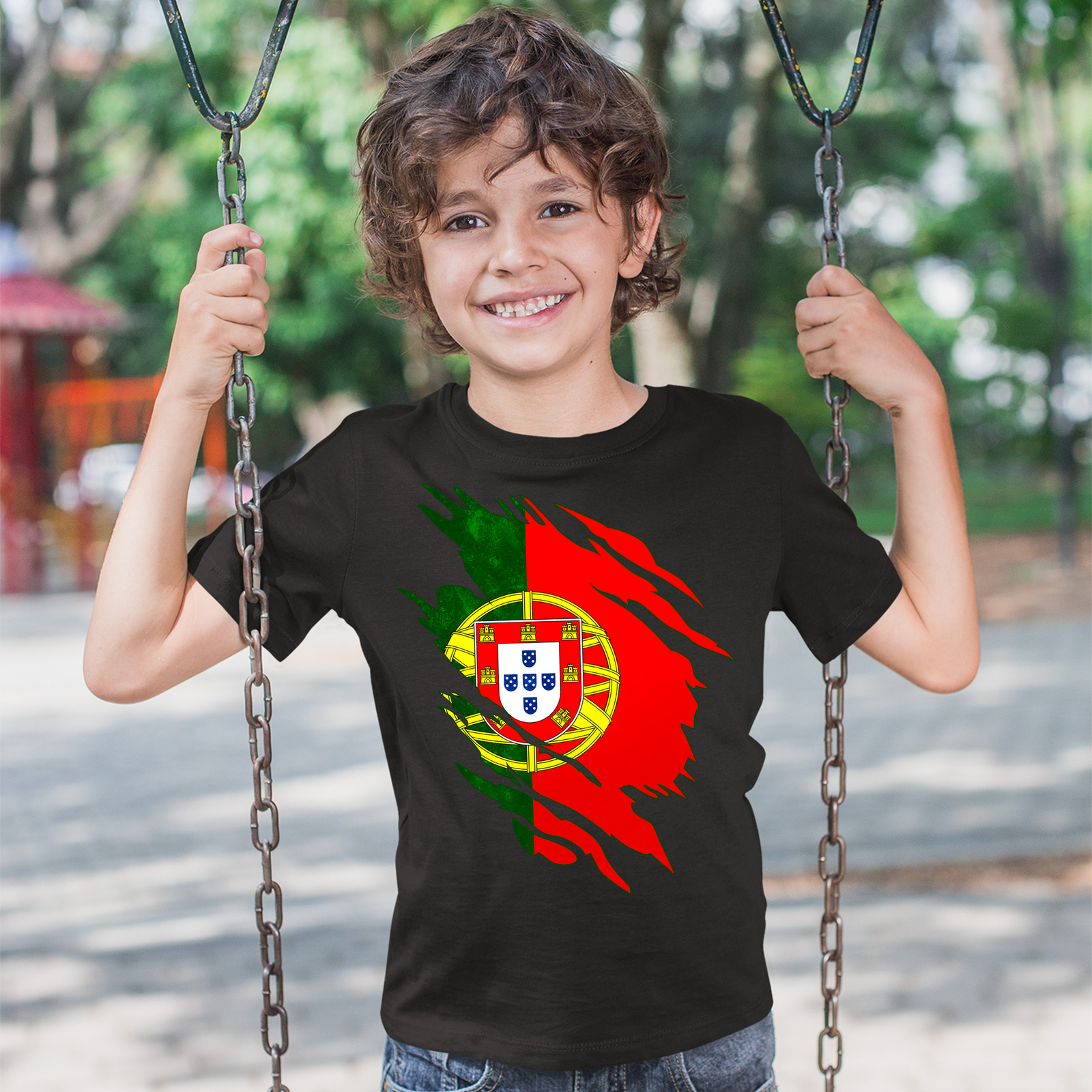 Portugal Torn Effect Flag T Shirt Football Christmas Gifts For Kids Portugese... image 3