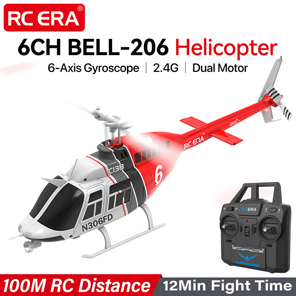 RC ERA C138 Bell-206 RC Helicopter 1/33 3D 6CH Gyro Optical Flow