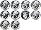 GEM PROOF 1955 to 1964 Roosevelt Dime 10 SILVER Coin Set! Nice!