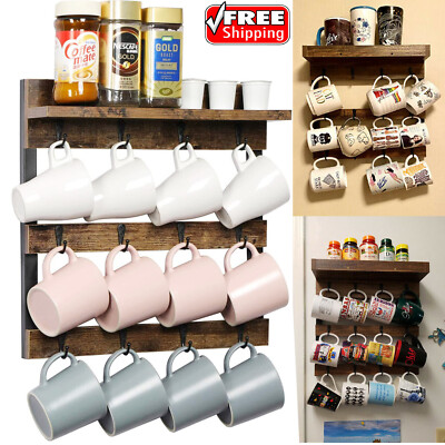 4er-Set Kaffeebecher-Wandregal Mit 12 Haken – S-Form, Metall, Für Küche & Bar