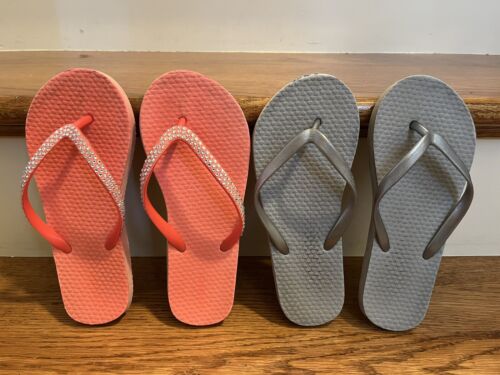 Old Navy flip-flops Sandals girls size 1-2….lot Of 2 Pairs….pre-owned - Picture 1 of 4