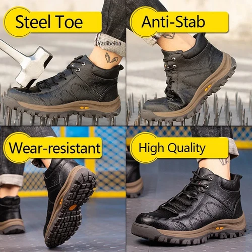 Men Safety Shoes Work Boots Steel Toe Shoes Safety Boots Anti-Smashing Sneakers - Picture 5 of 25