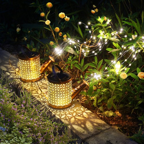 Solar Watering Can with Lights Solar Lanterns Outdoor Hanging Garden Yard Decor - Picture 8 of 19