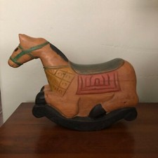 Vintage Rocking Horse Hand carved and painted, 9 x 12 inches, decor