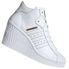 Adidas Original Superstar Ellure Baskets,Semelles Compensées Baskets Up Blanc Or