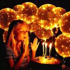 10 PACKS Bobo Balloons, Clear Light Up Balloons Helium,String Lights for Part...