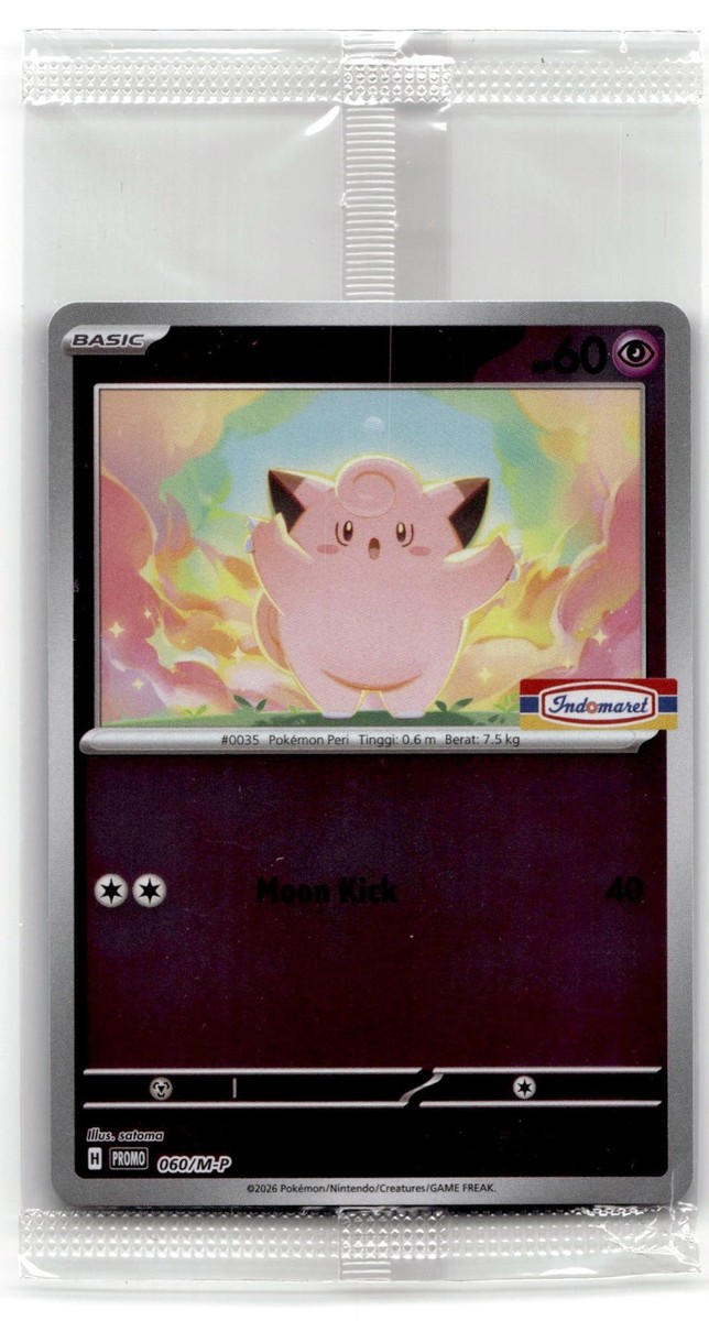 Pokemon 2026 Indonesia Stamped Indomaret Card 60/M-P Clefairy Foil
