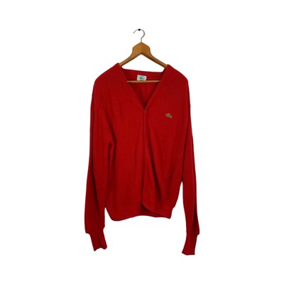 Lacoste IZOD Vintage Cardigan Red L   USA Made, 80s Style, Rare Collector Piece