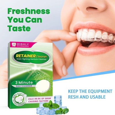 12Pcs Denture Cleaning Tablet Fresh Stain Removal Gentle Care For Braces Dental