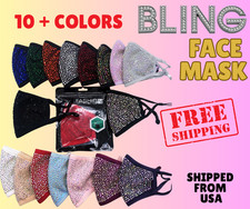Rhinestone bedazzled bling face mask Diamond Sparkle with filter Adjustable