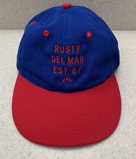 Rusty Del Mar Hat Cap Otto Cap Red Blue Surf Skate Adjustable