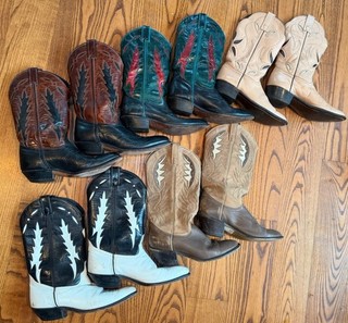 Lot Of 5 Pairs Of Vintage Cowboy Cowgirl Boots Inlays Acme Code West