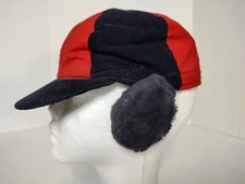 Vintage Genuine Hugger Cap Boys Arrow Glove Co Size 6 7/8 Ear Flaps Red Black