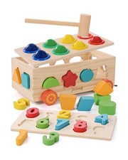 Shape Sorter - Wooden Pound A Ball and Montessori Number Puzzle Set... Fast Ship