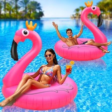 ZQJKLE Giant Inflatable Flamingo Pool Float, 42" Pink Large, 2PCS