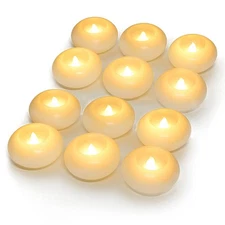 3 Inch Flameless Floating Candles, White Real Wax, 100+ Hour, Battery Flicker...