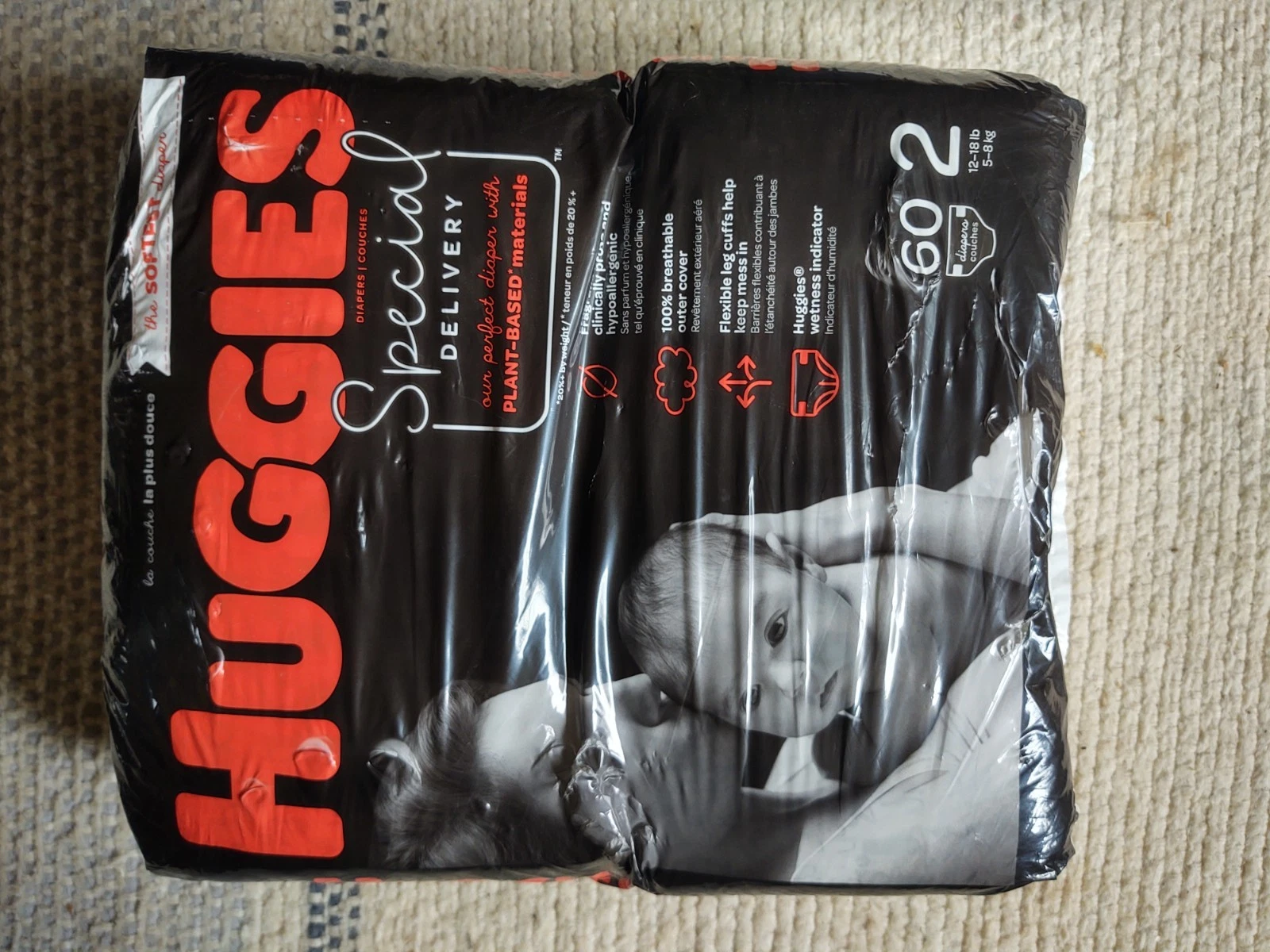 Huggies Special Delivery Hypoallergenic Baby Diapers Size 2 (12-18 lbs)