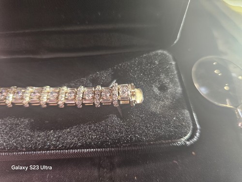 Victoria Wieck Gold Tone Over 925 Silver Tennis Bracelet With Clear Stones - Picture 3 of 3
