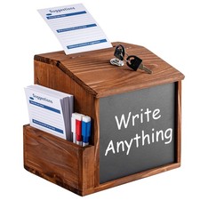 Wood Suggestion Box with Lock & Slot Wooden Charity Donation Boxes Wall Mounted