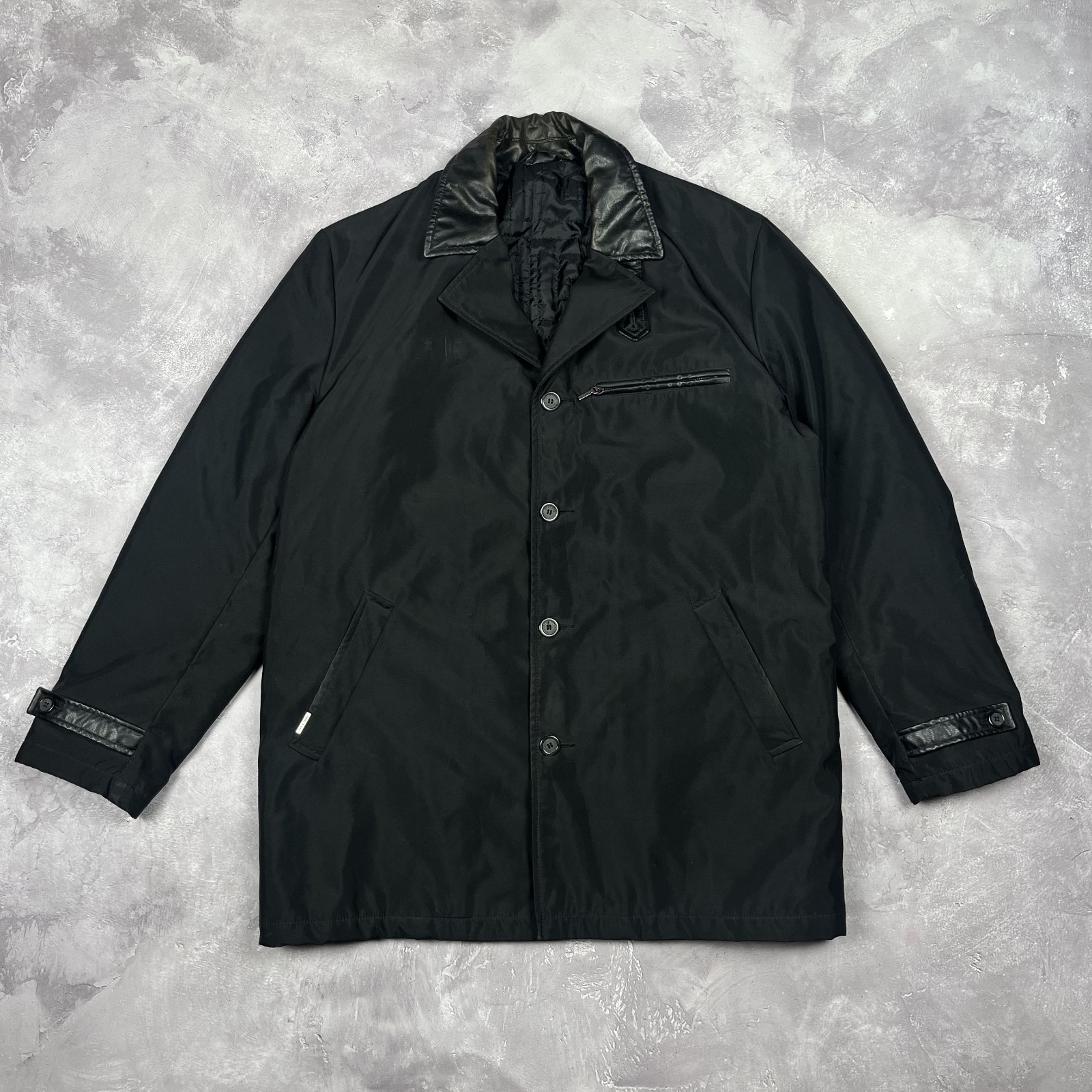 Versace Classic Coat Button Jacket Nylon Black Po… - image 1