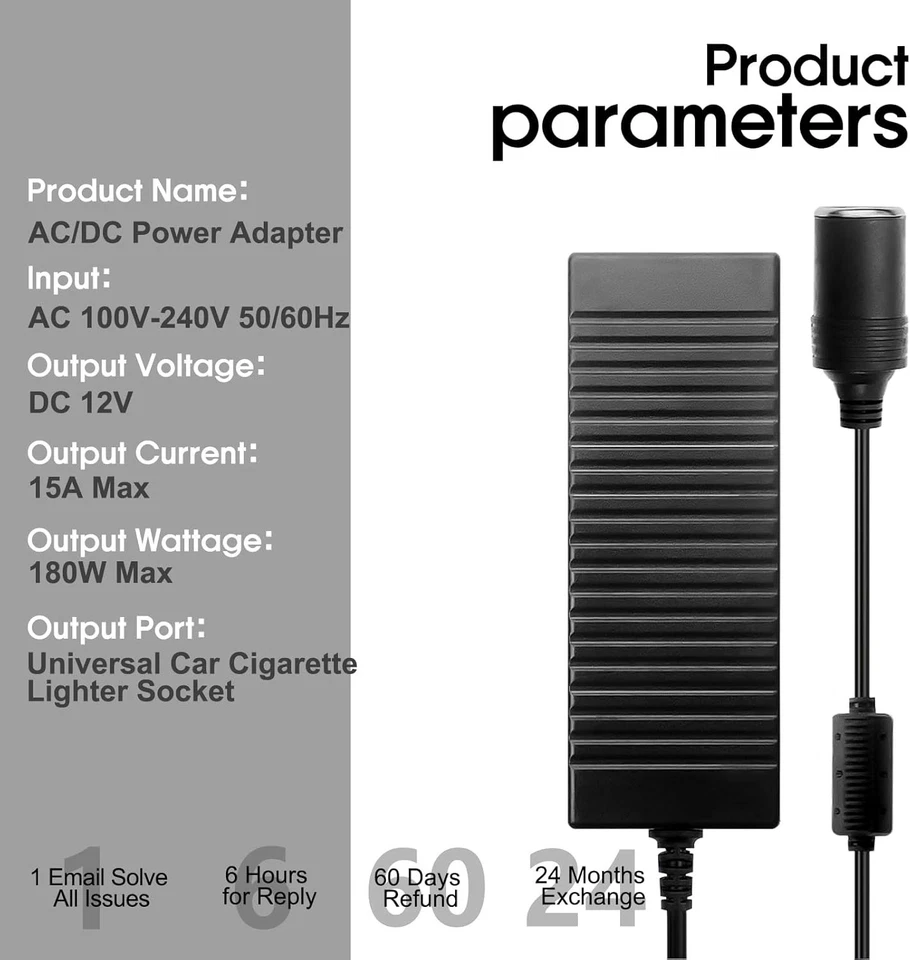 Universal 12V Power Supply Adapter 180W - Ideal for Car Coolers and Compressors - Image 4 of 4