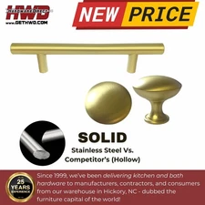 Solid Stainless Gold Knob Bar Pull Handle Kitchen Bath Cabinet Drawer Door Brass