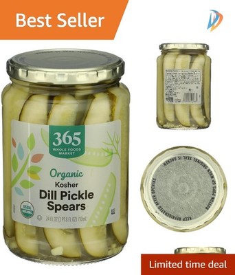 Crisp Organic Kosher Dill Pickle Spears - 24 Fl Oz Jar of Flavorful Perfection