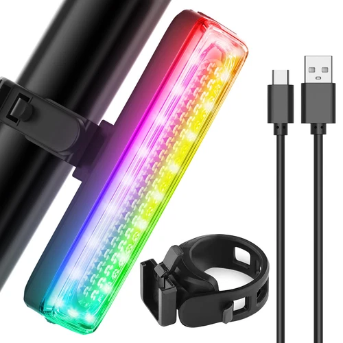 Bike Tail Light,LED Bicycle Rear Light with RGB Colors, USB-C Rechargeable Ra... - Picture 1 of 8