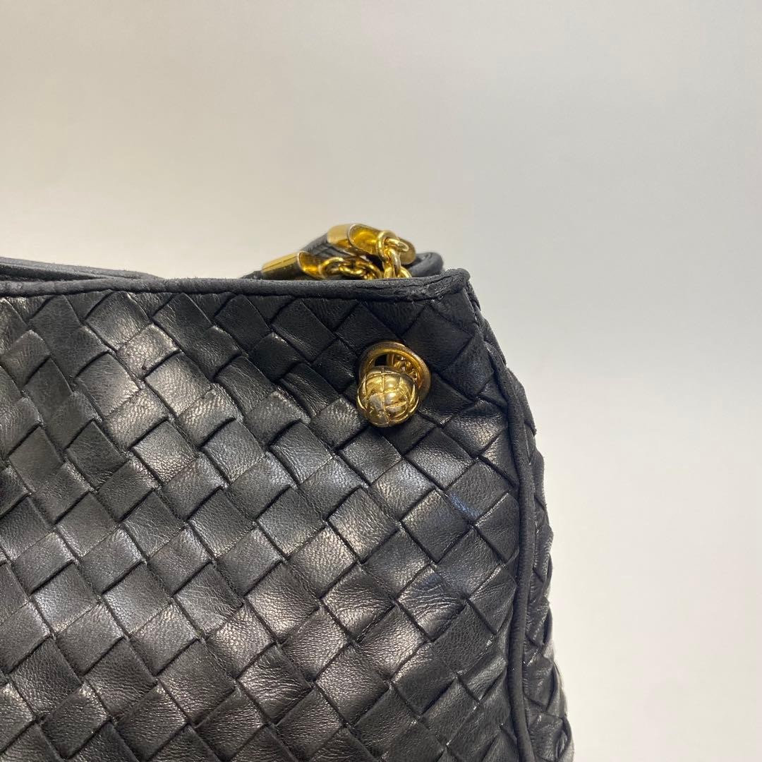 Bottega Veneta Intrecciato shoulder bag black leather Authentic thumbnail 11