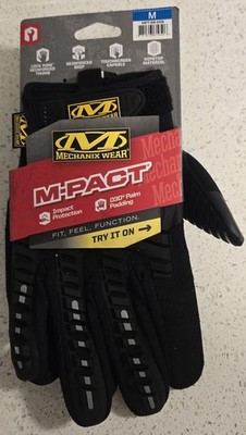 Mechanix Wear M-Pact Full Finger Gloves Black M Impact Protection D3O - 1 pair