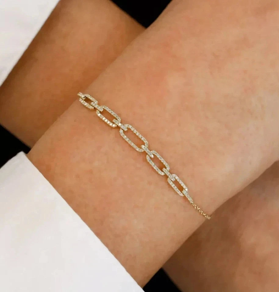 5.0CT Round Cut Simulated Diamond Stunning Bracelet 925 Yellow Sterling Silver - Image 3 of 4